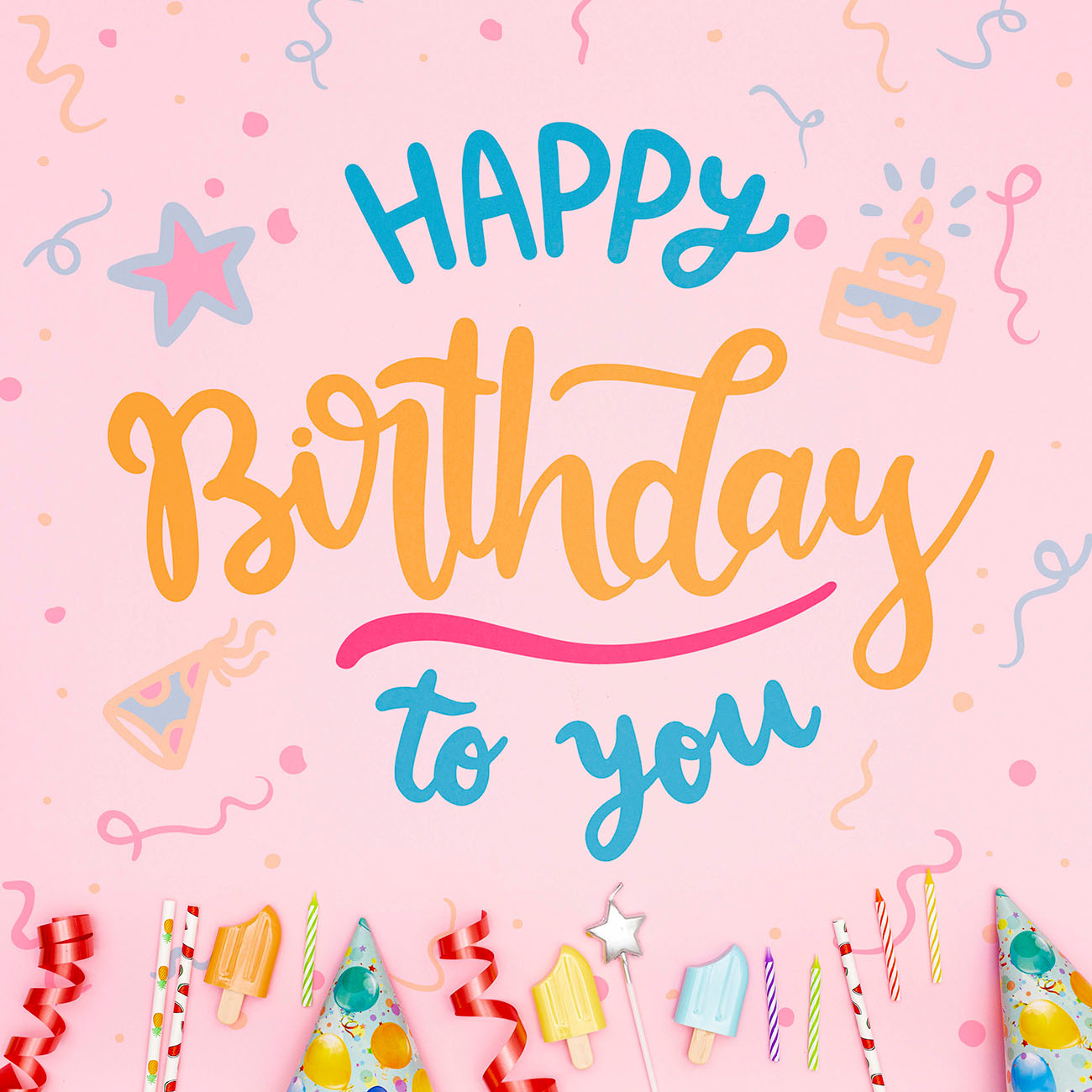 Bộ chữ typo happy birthday mềm mại cách điệu file PSD mẫu K24