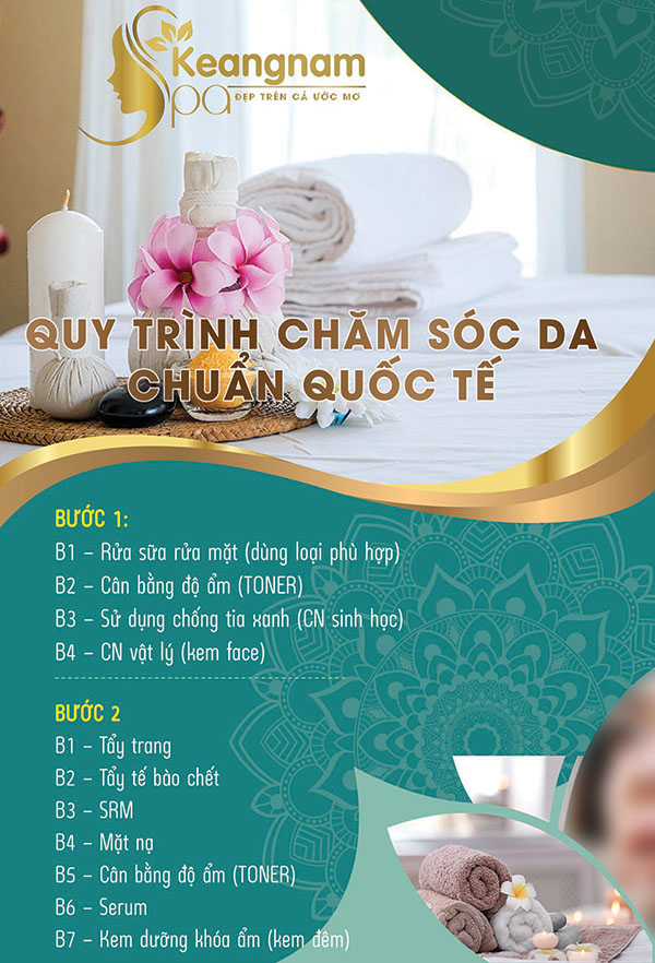 Mẫu menu spa làm đẹp quy trình chăm sóc da nền xanh M11 file EPS