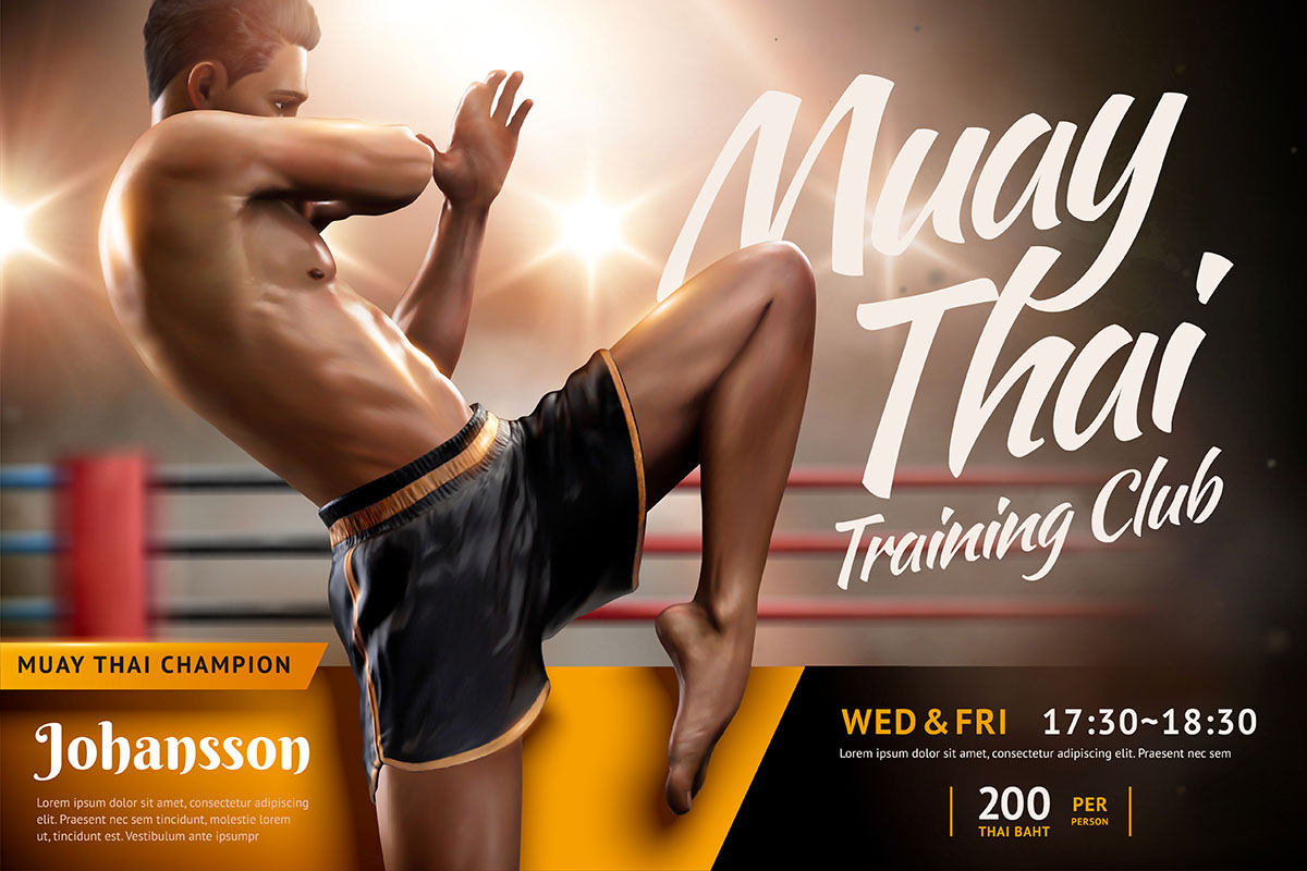 Banner thể thao Muay Thai file AI - mẫu số 253