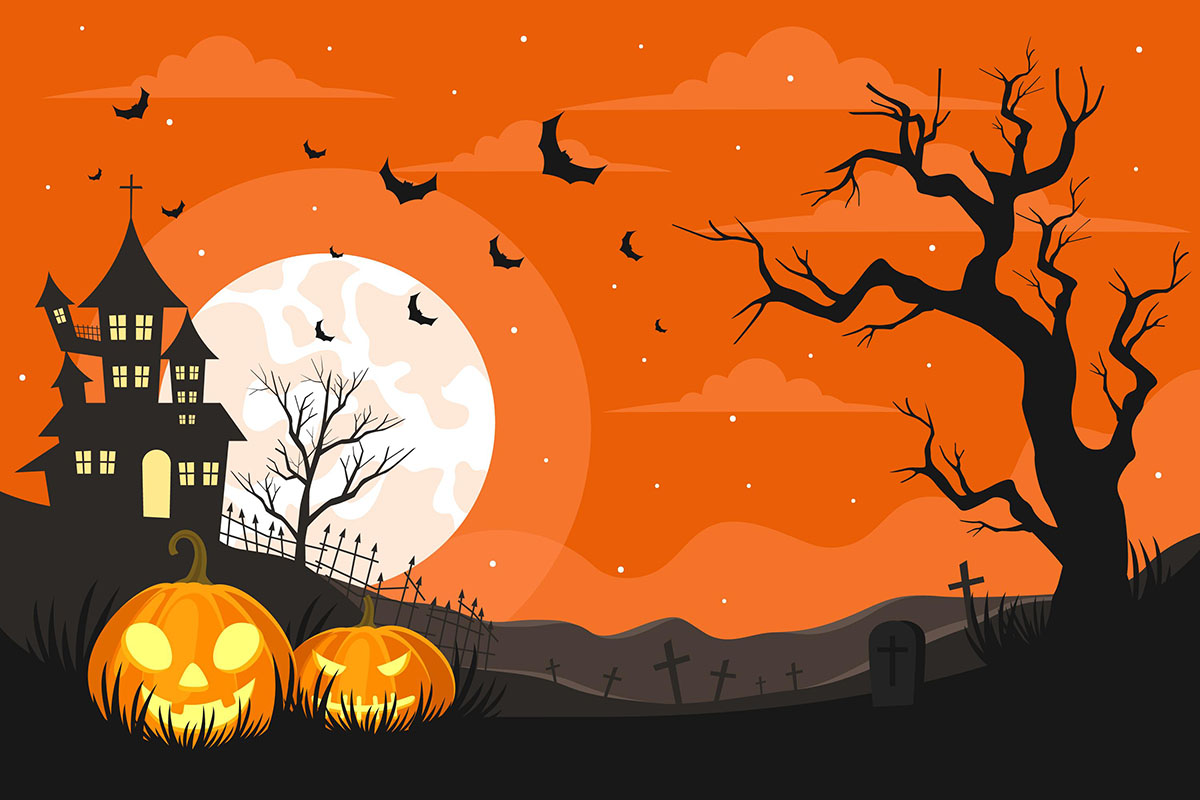 Background lễ hội halloween kinh dị file EPS và AI mẫu MB136