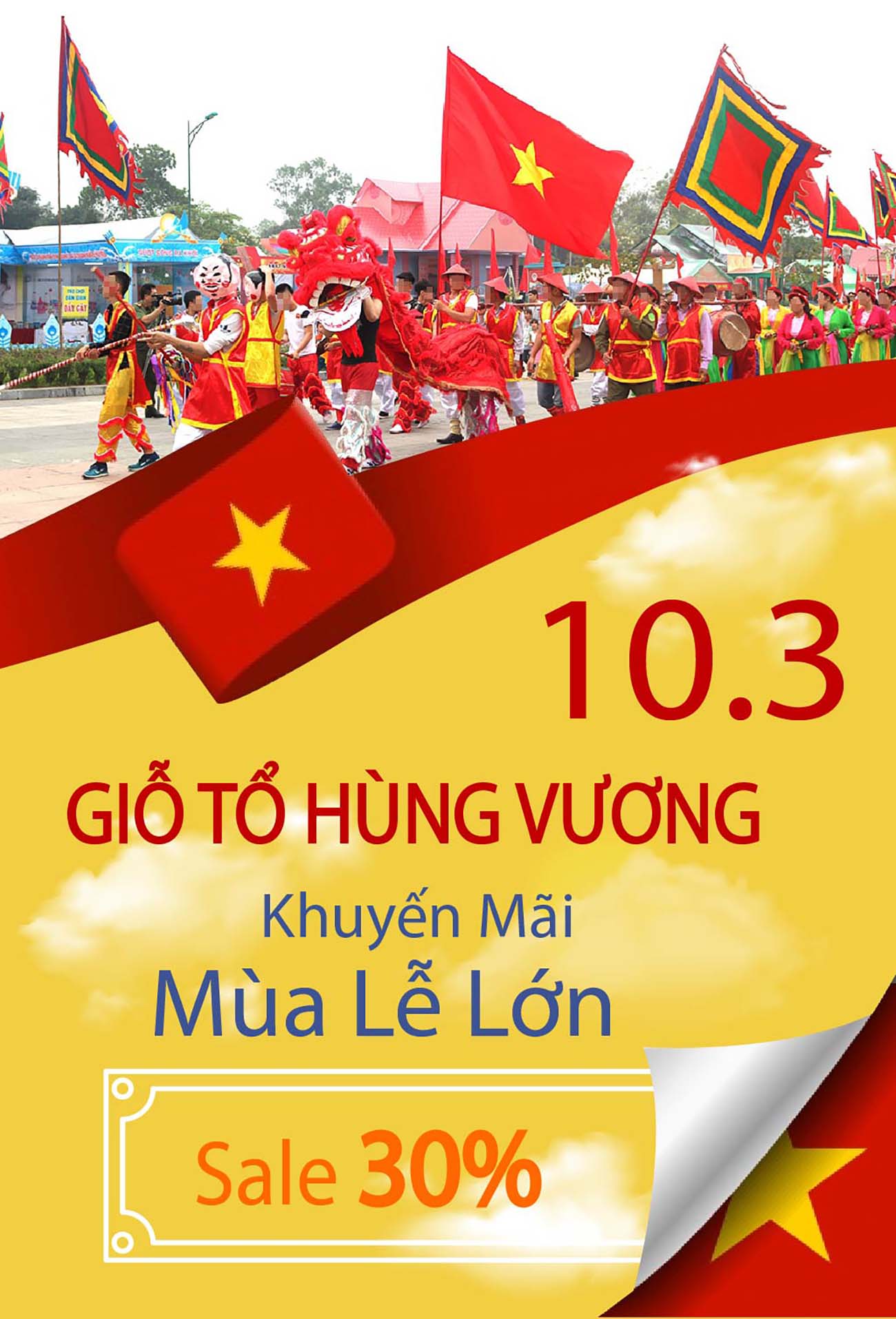 Poster khuyến mại nhân dịp giỗ tổ Hùng Vương 10-3 mẫu 49 file AI