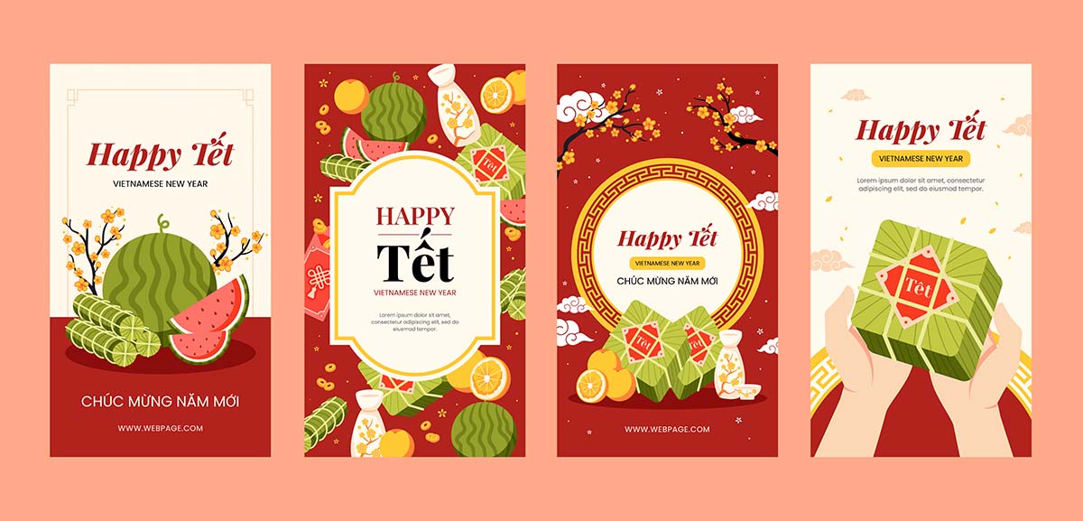 Poster ngày tết cổ truyền file vector mẫu OC514