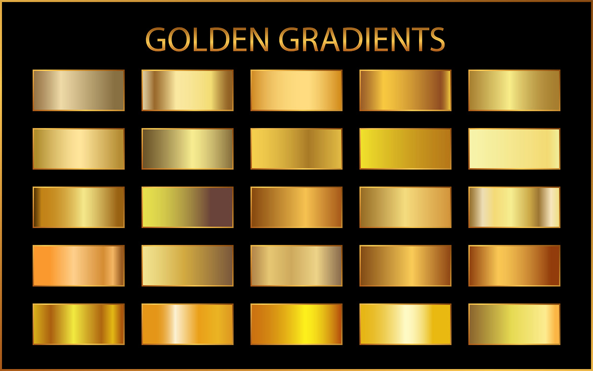 Bộ màu gold gradient sử dụng cho thiết kế file AI - mẫu số 28