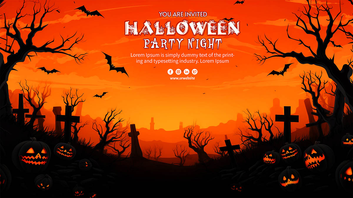 Banner đêm kinh dị halloween file PSD - mẫu số 272