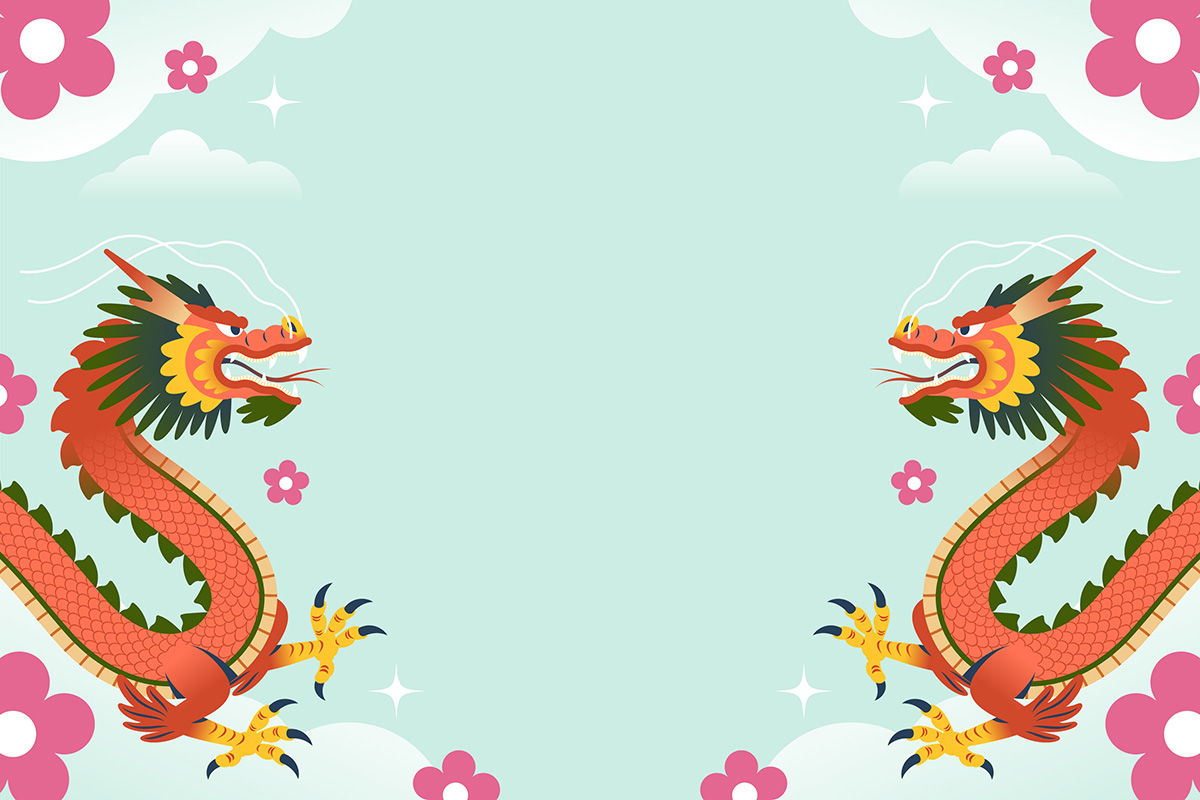 Background con rồng châu á file vector mẫu PT77