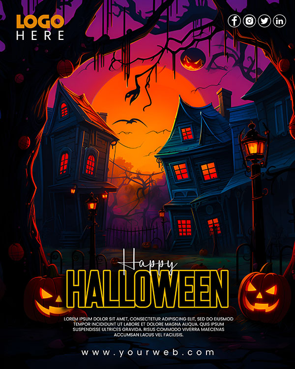 Poster lễ hội halloween kinh dị file PSD mẫu MB189