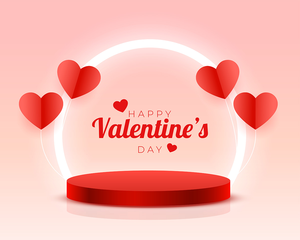 Background bục nhận quà dịp lễ valentine file vector mẫu BV125