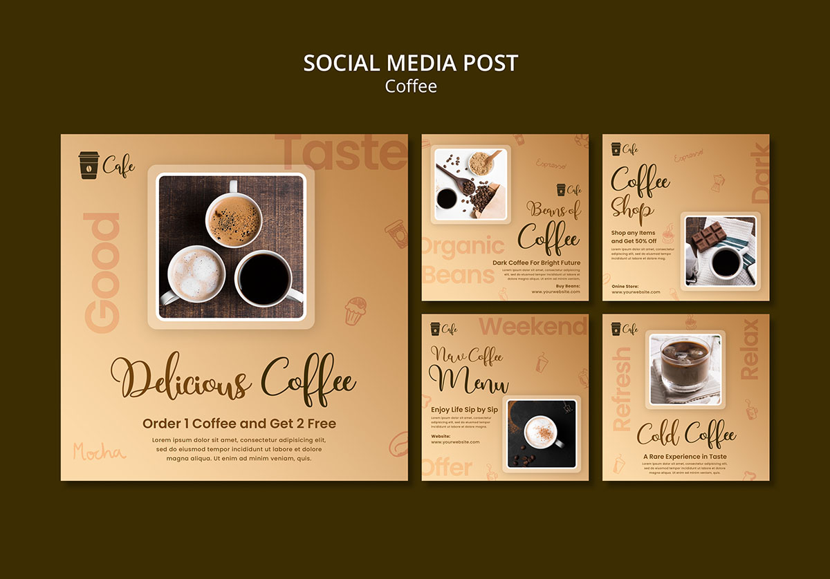 Mẫu bài đăng ảnh coffee trên mạng xã hội file PSD mẫu CF187