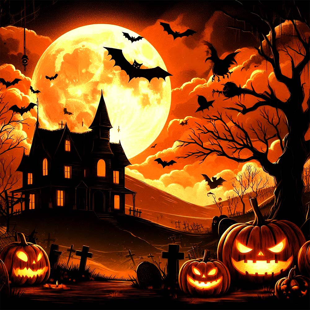 Background đêm trăng ma quái halloween file PSD - mẫu số 549