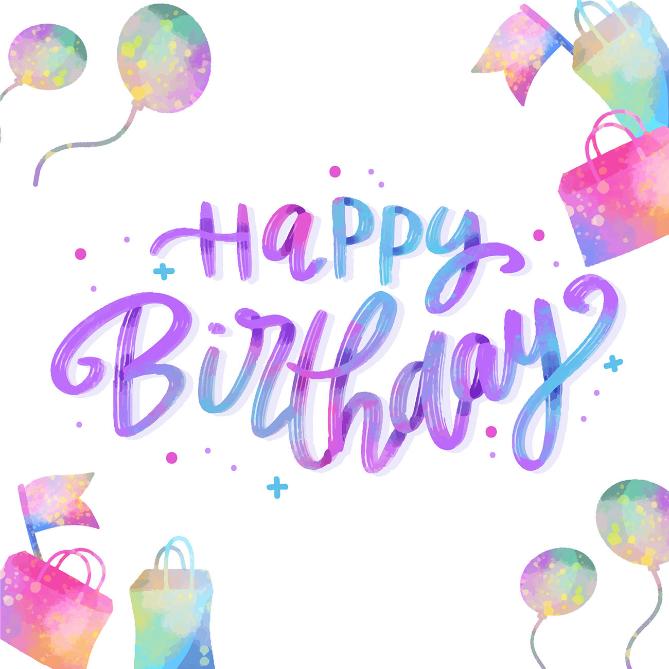 Bộ chữ typo happy birthday mềm mại file EPS và AI mẫu K12