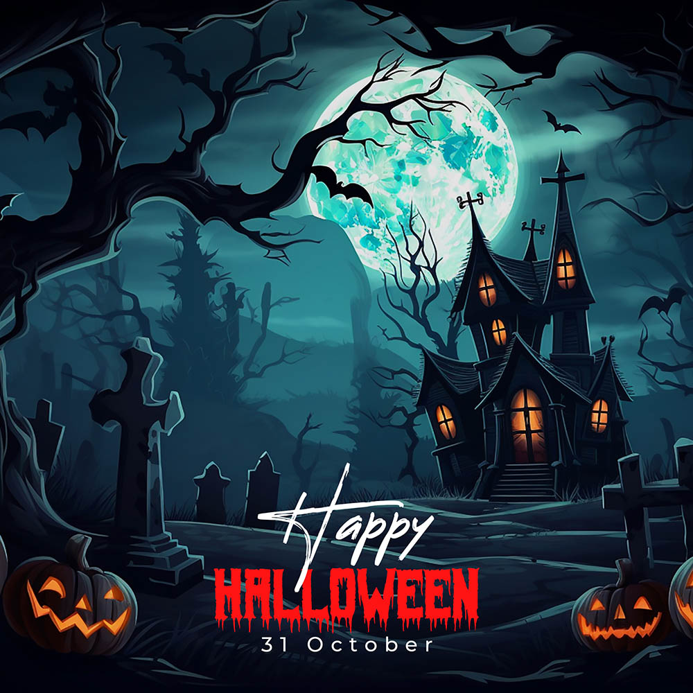 Banner ngôi nhà ma quái lễ hội halloween file PSD - mẫu số 450