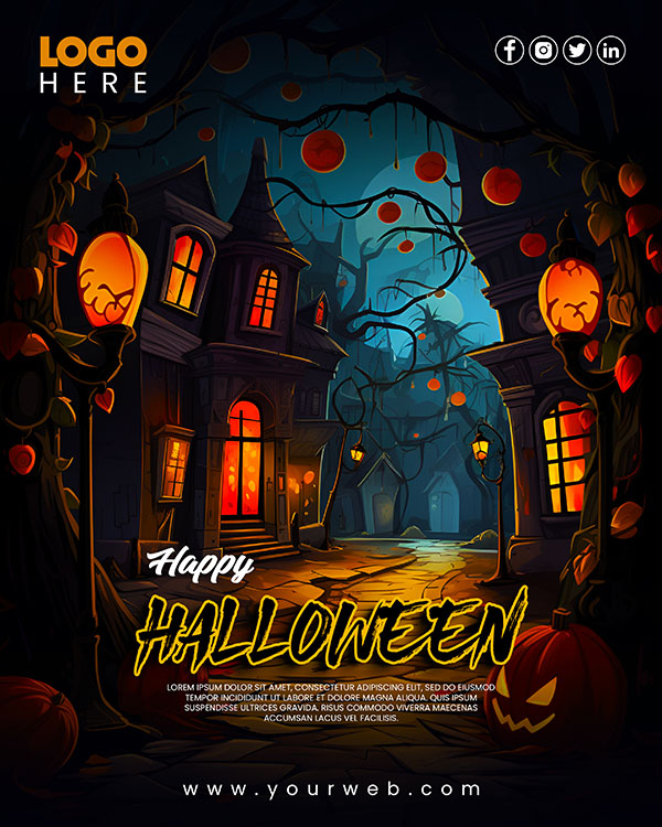 Poster lễ hội halloween kinh dị file PSD mẫu MB188