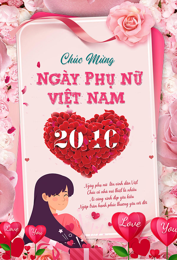 Thiệp chúc mừng ngày phụ nữ việt nam file PSD mẫu PN221