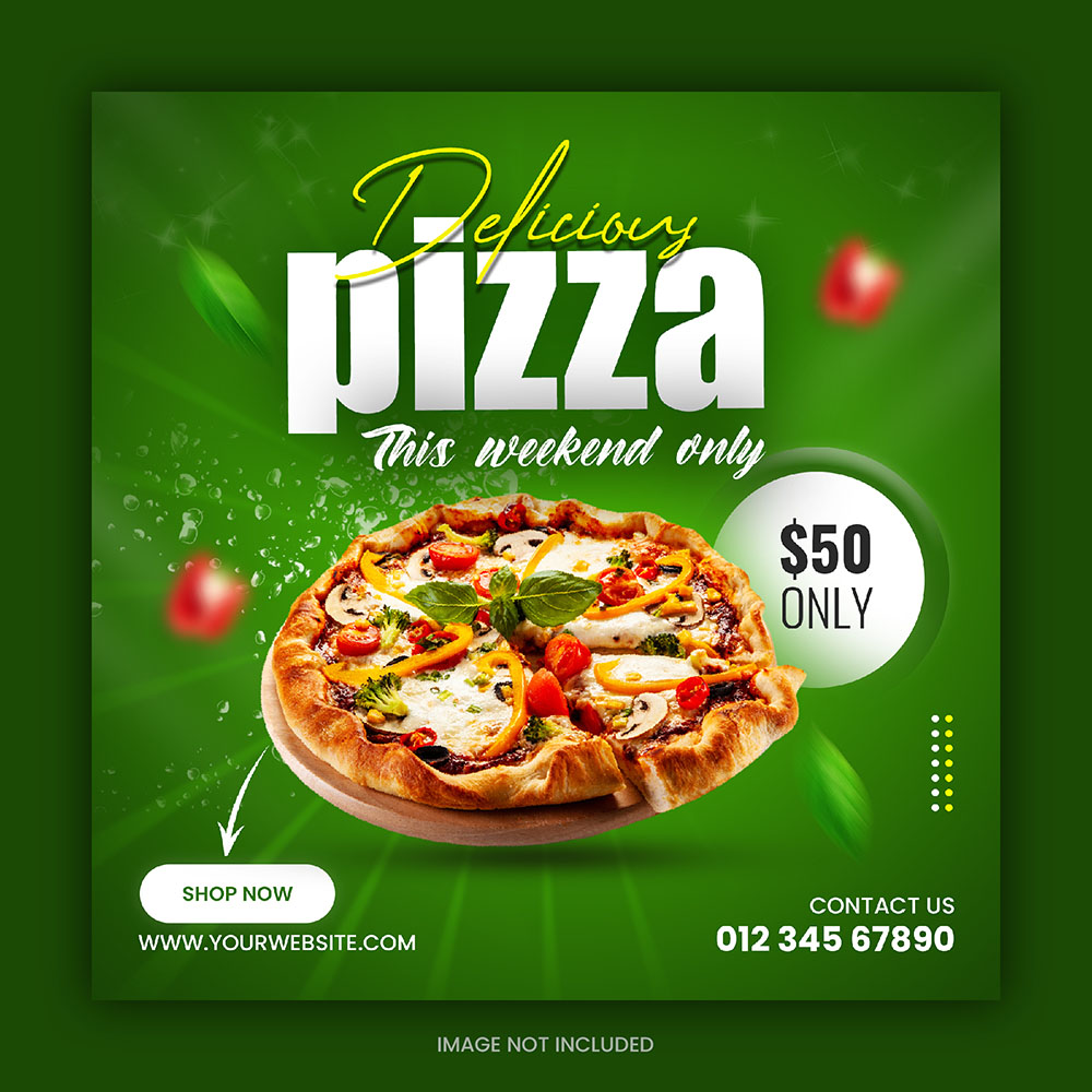 Poster quảng cáo bánh pizza file PSD mẫu P112