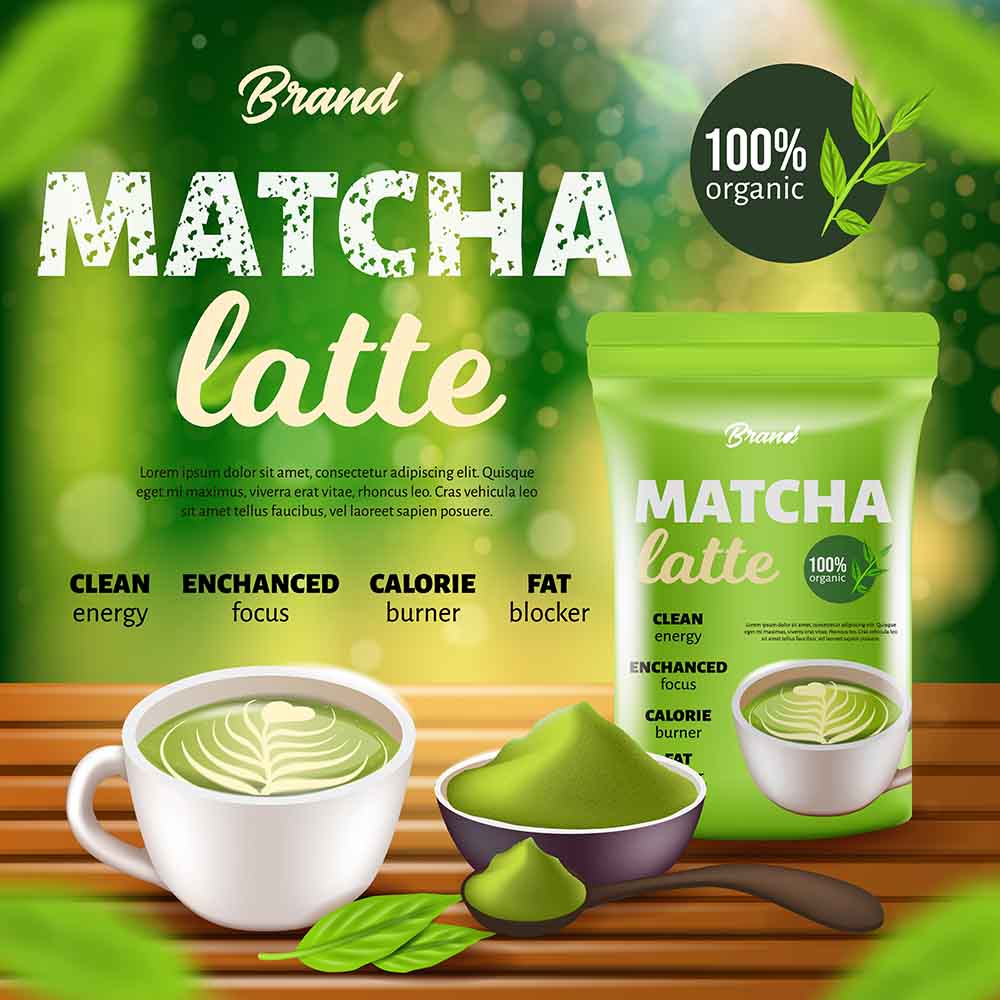 Banner quảng cáo nước uống matcha latte file vector mẫu số 766