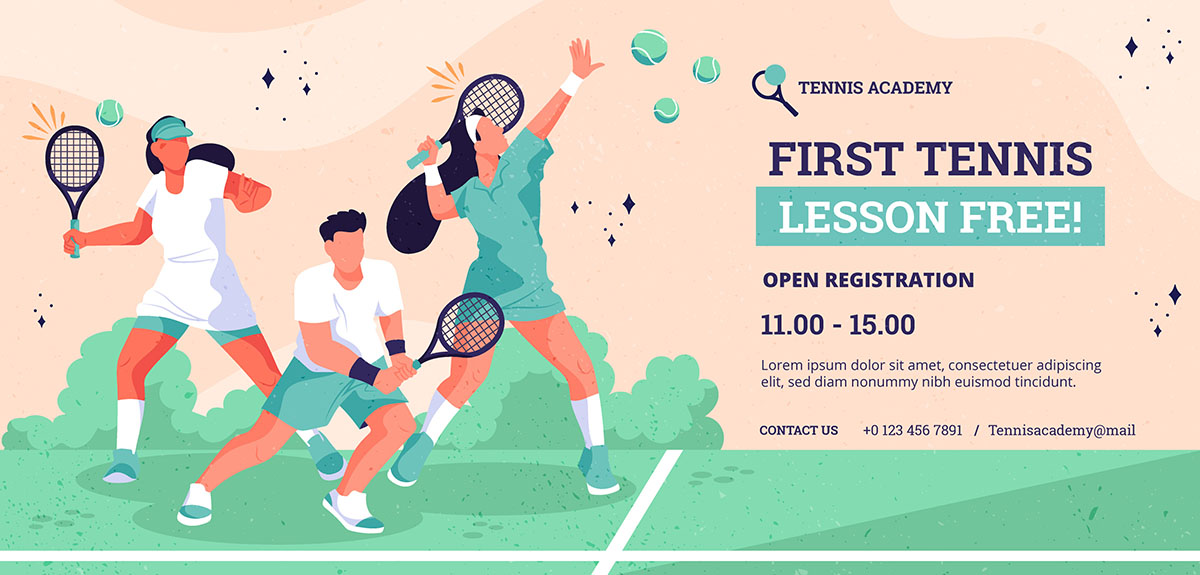 Banner giải đấu tennis file vector mẫu HV26