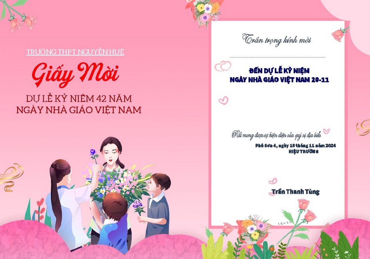 Giấy mời tham gia Ngày Nhà Giáo Việt Nam 20.11 File Corel 4