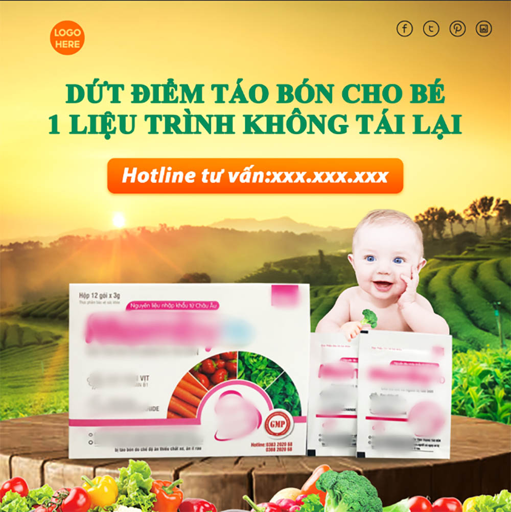 Banner viên rau củ quả bổ sung chất cho bé file PSD - mẫu số 327