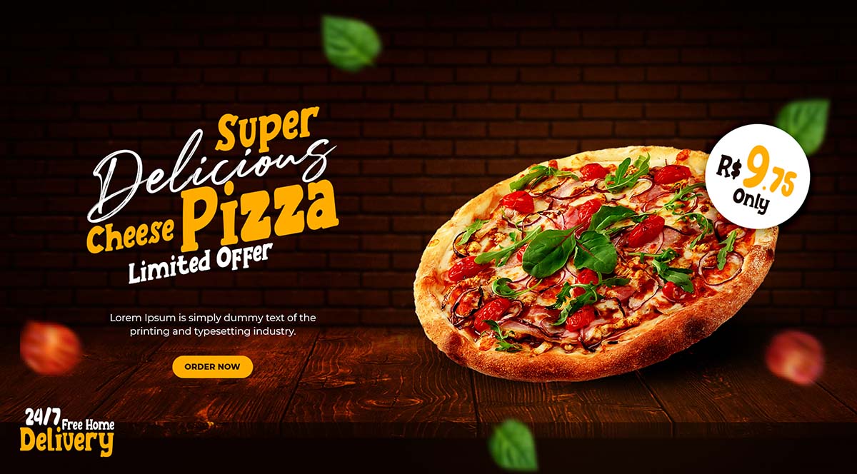 Banner quảng cáo bánh Pizza K98 file PSD