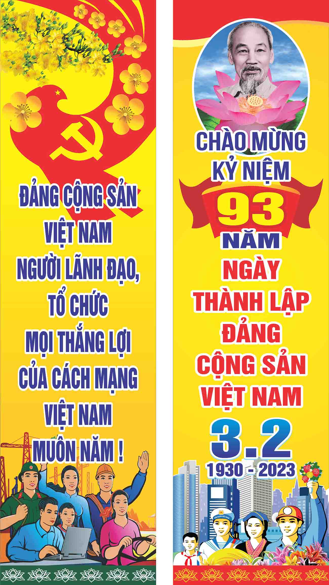 Phướn mừng Đảng mừng xuân 2024 file CDR mẫu D184