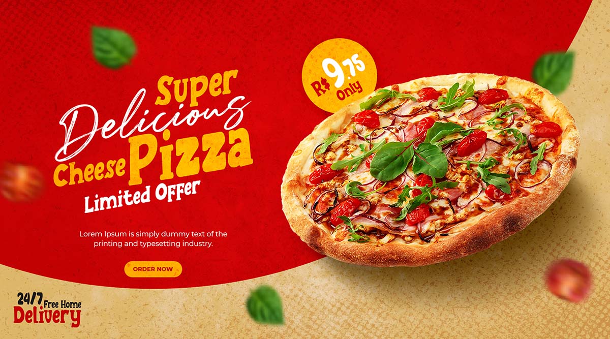 Banner quảng cáo bánh pizza L25 file PSD