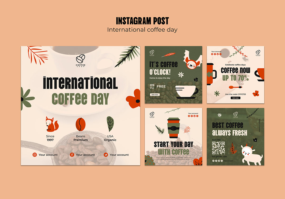 Mẫu bài đăng ảnh coffee trên instagram file PSD mẫu CF199