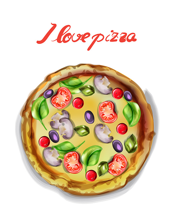 Hình minh họa bánh pizza rau củ file EPS - mẫu số 522