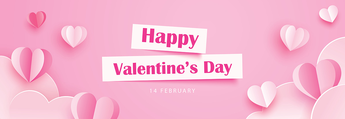 Banner ngày valentine nền màu hồng file vector mẫu BV356