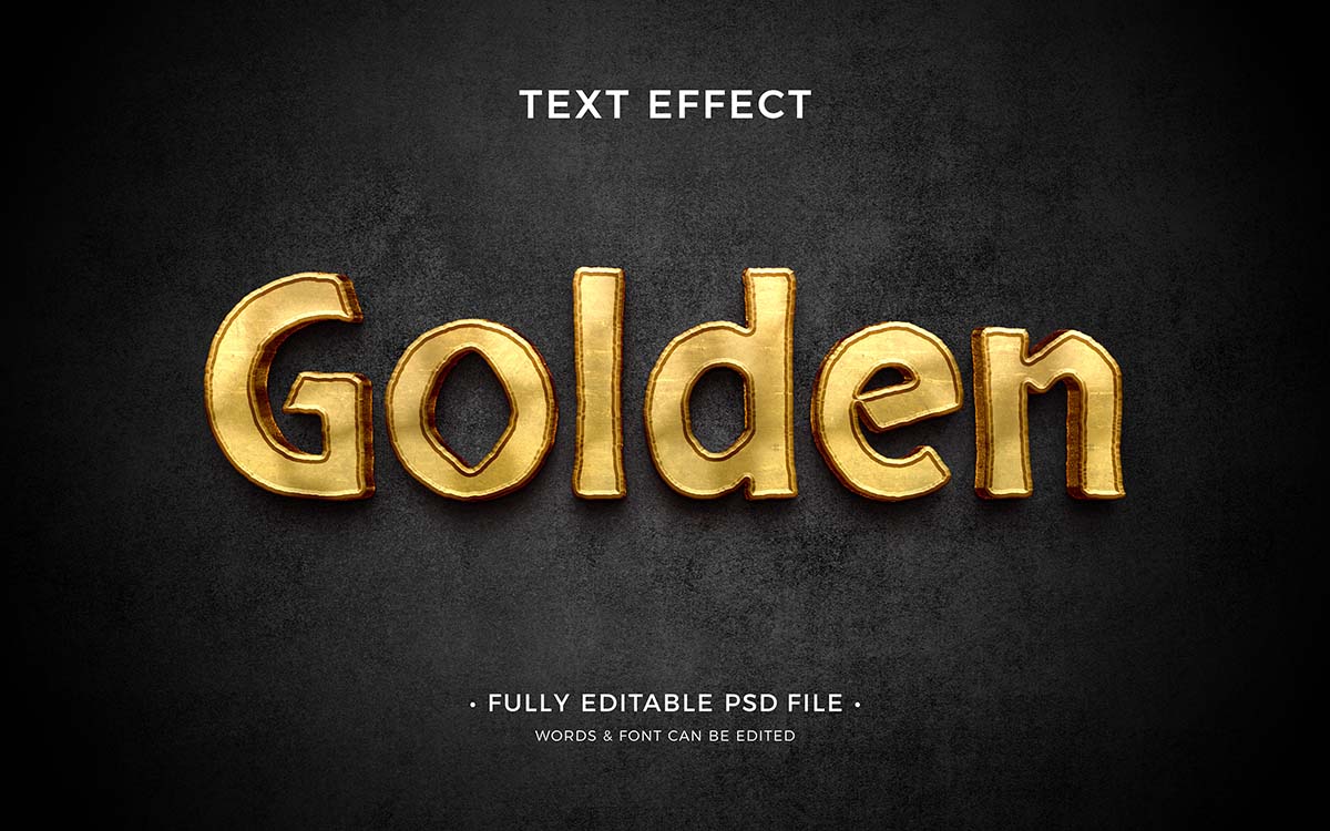 Hiệu ứng text gold file PSD mẫu HU134