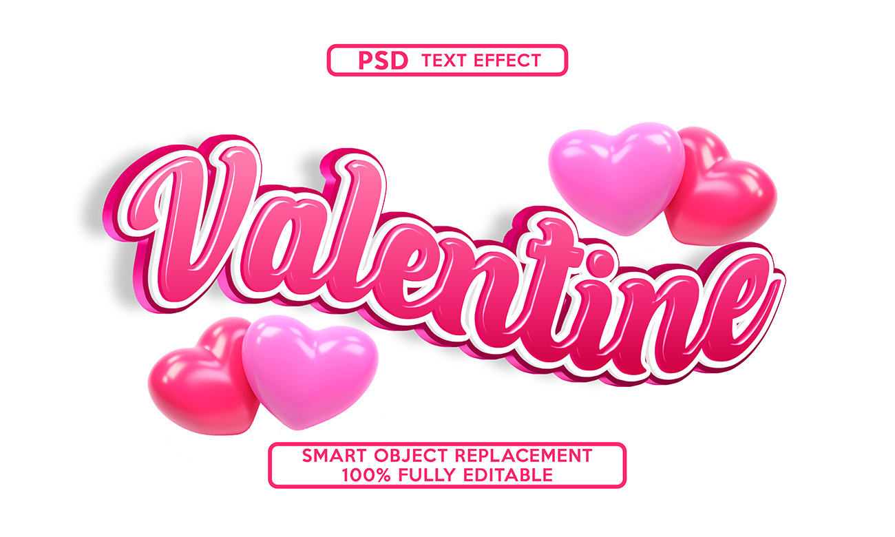 Ảnh chữ Valentine có bóng bay hình trái tim P33 file PSD