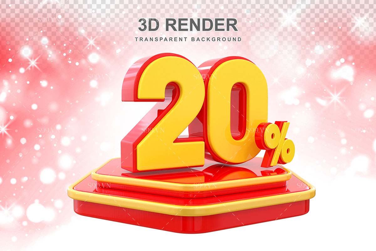 Banner hình ảnh số 20% trên bục 3D file PNG mẫu GP112