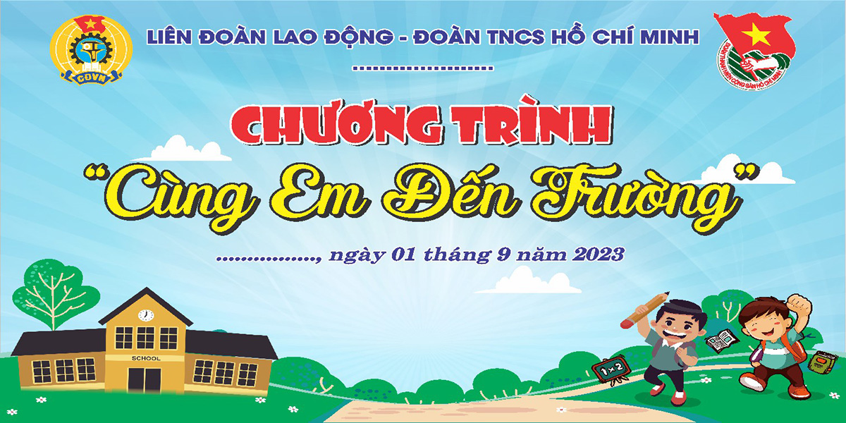 Backdrop Phông nền chương trình cùng em đến trường - File Corel