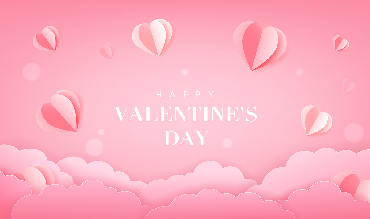 Banner valentine trái tim nền hồng file vector mẫu số 677