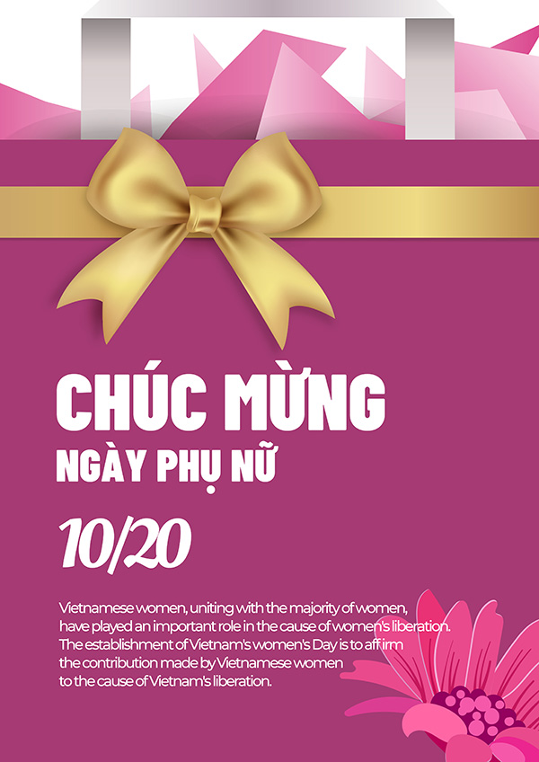 Poster chúc mừng ngày phụ nữ việt nam file PSD mẫu CG278