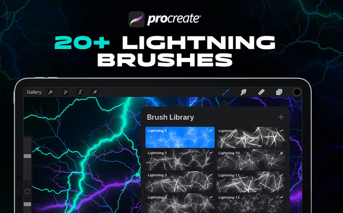 Bộ brush hiệu ứng tia sét phát sáng cho Photoshop