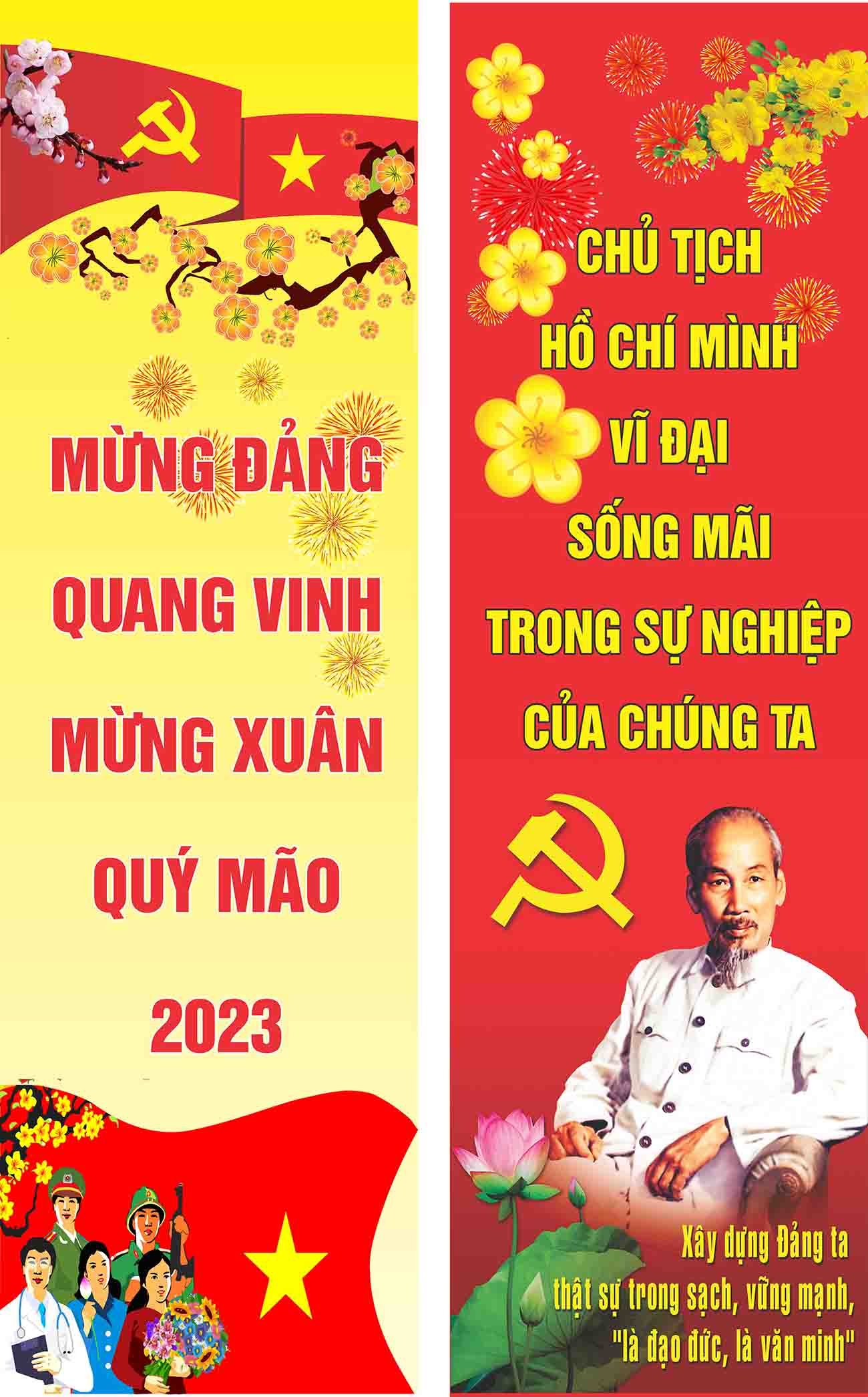 Phướn mừng Đảng mừng xuân 2024 file CDR mẫu D57