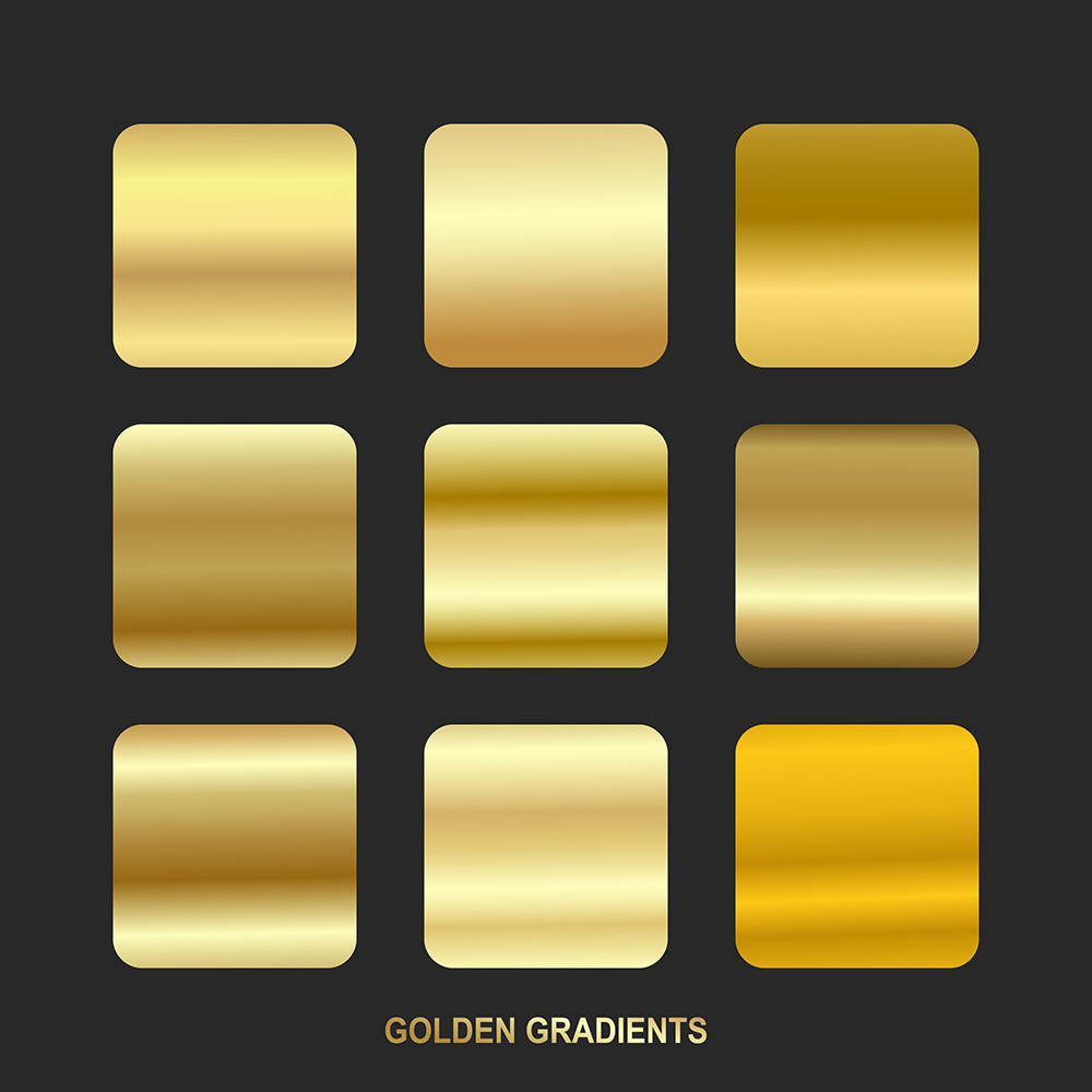 Bộ màu gradient vàng gold sang trọng cho phần mềm illustrator	file EPS và AI mẫu 8