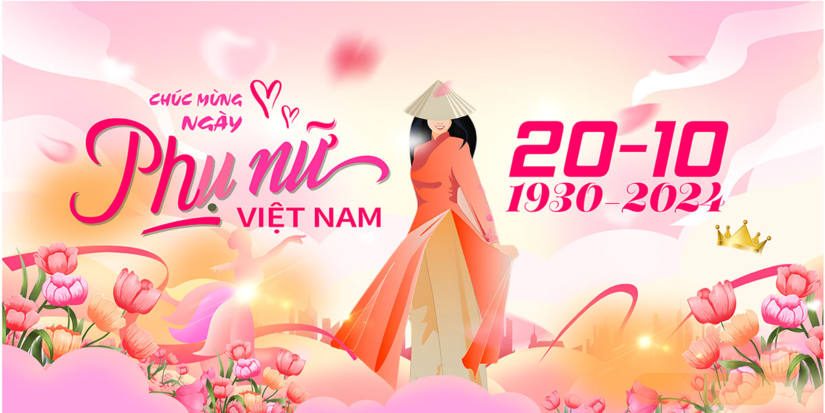 Banner chúc mừng ngày phụ nữ việt nam file EPS và AI mẫu PN241