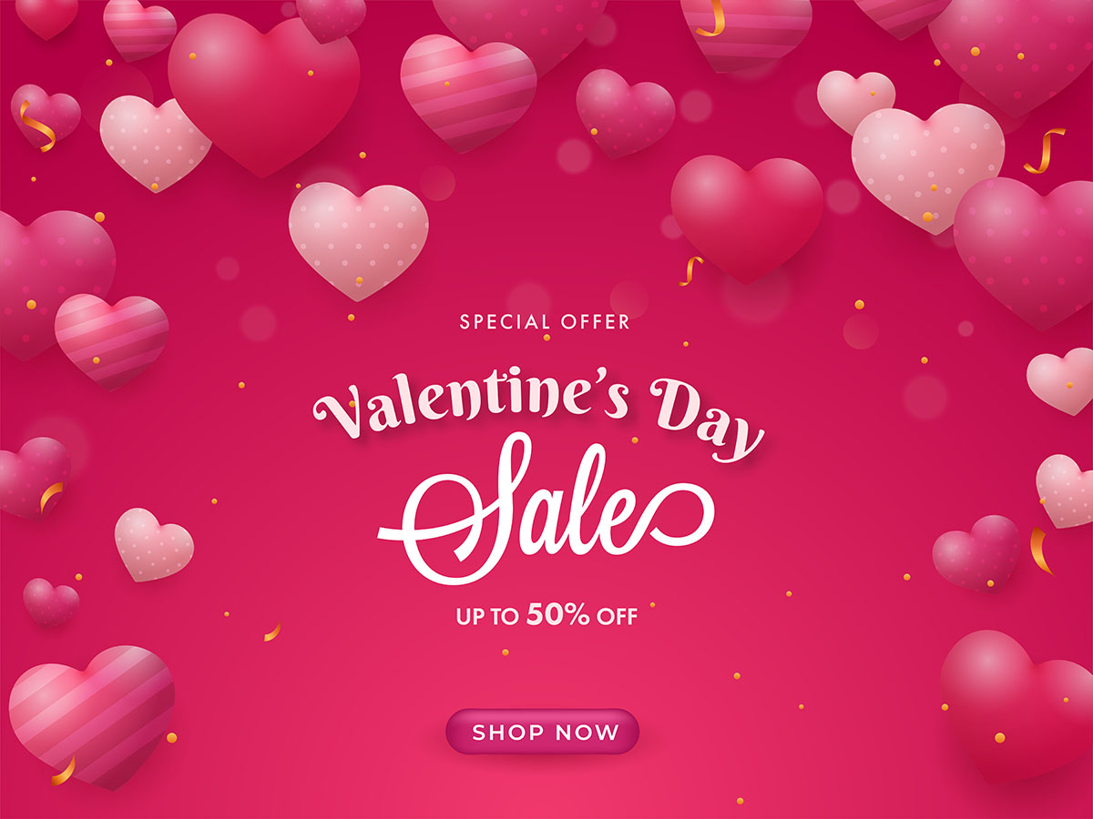 Banner ngày valentine lãng mạn file vector mẫu BV215