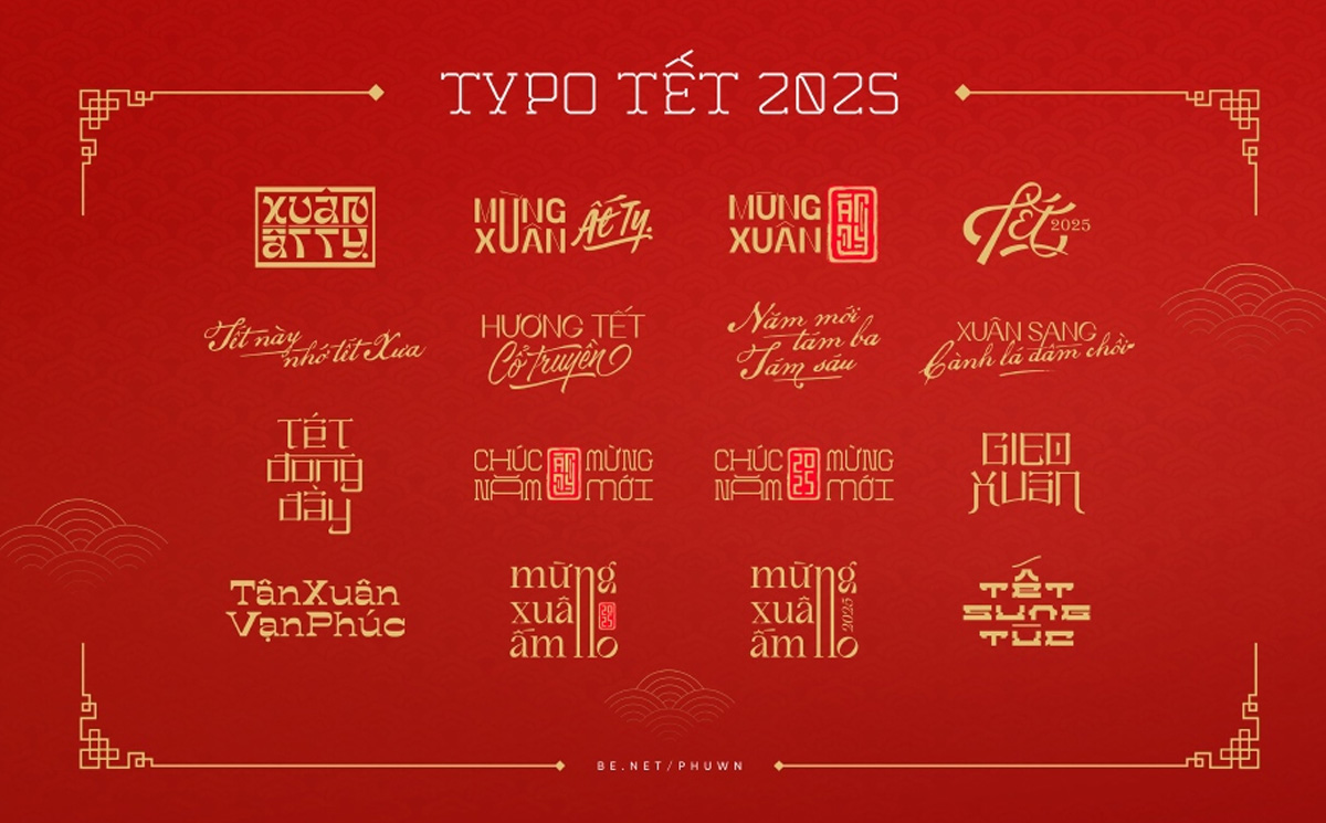 Bộ typo Tết Ất Tỵ 2025 file EPS và PSD