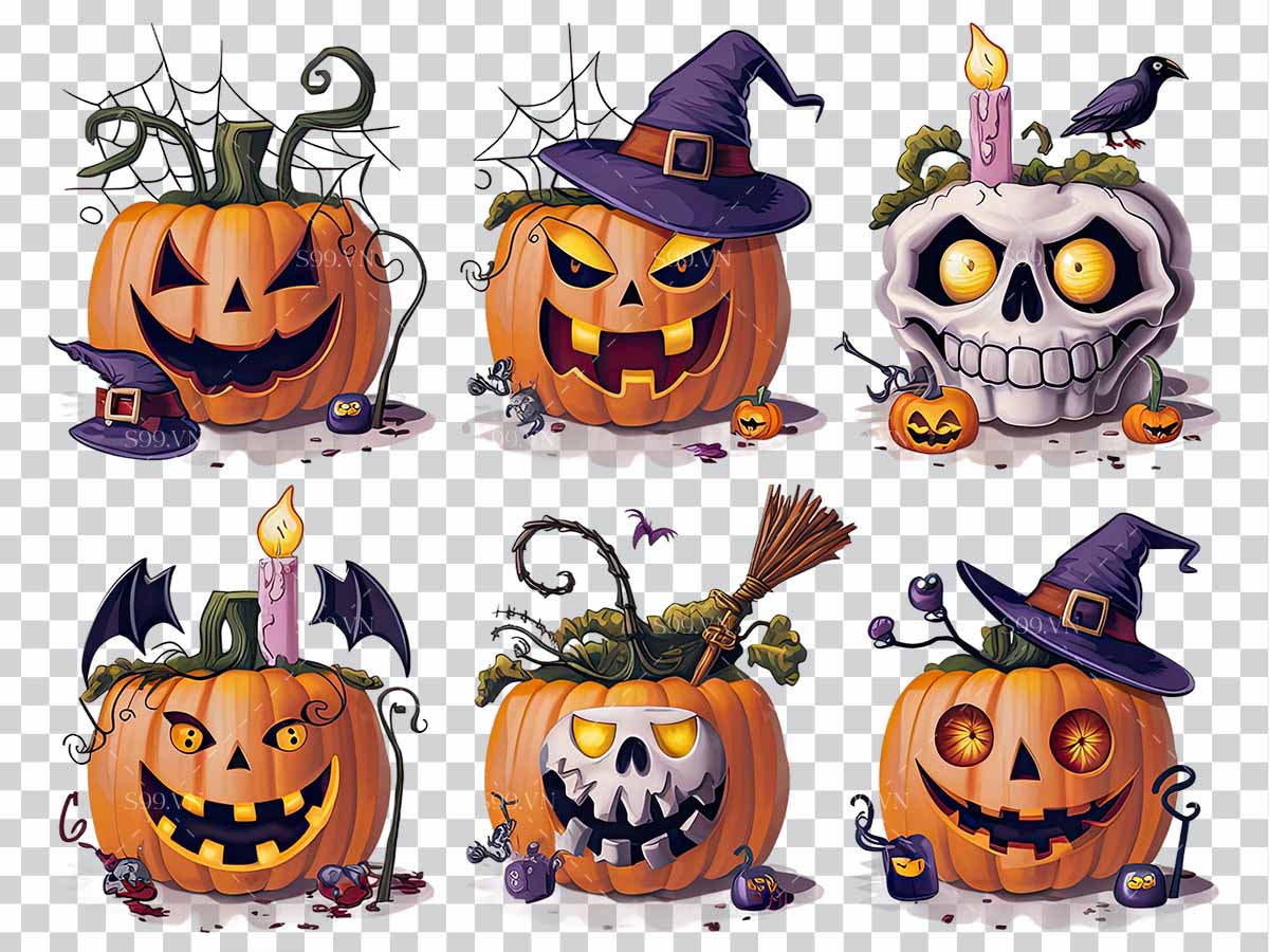 Hình ảnh bí ngô ma quái halloween file PNG - mẫu số 494