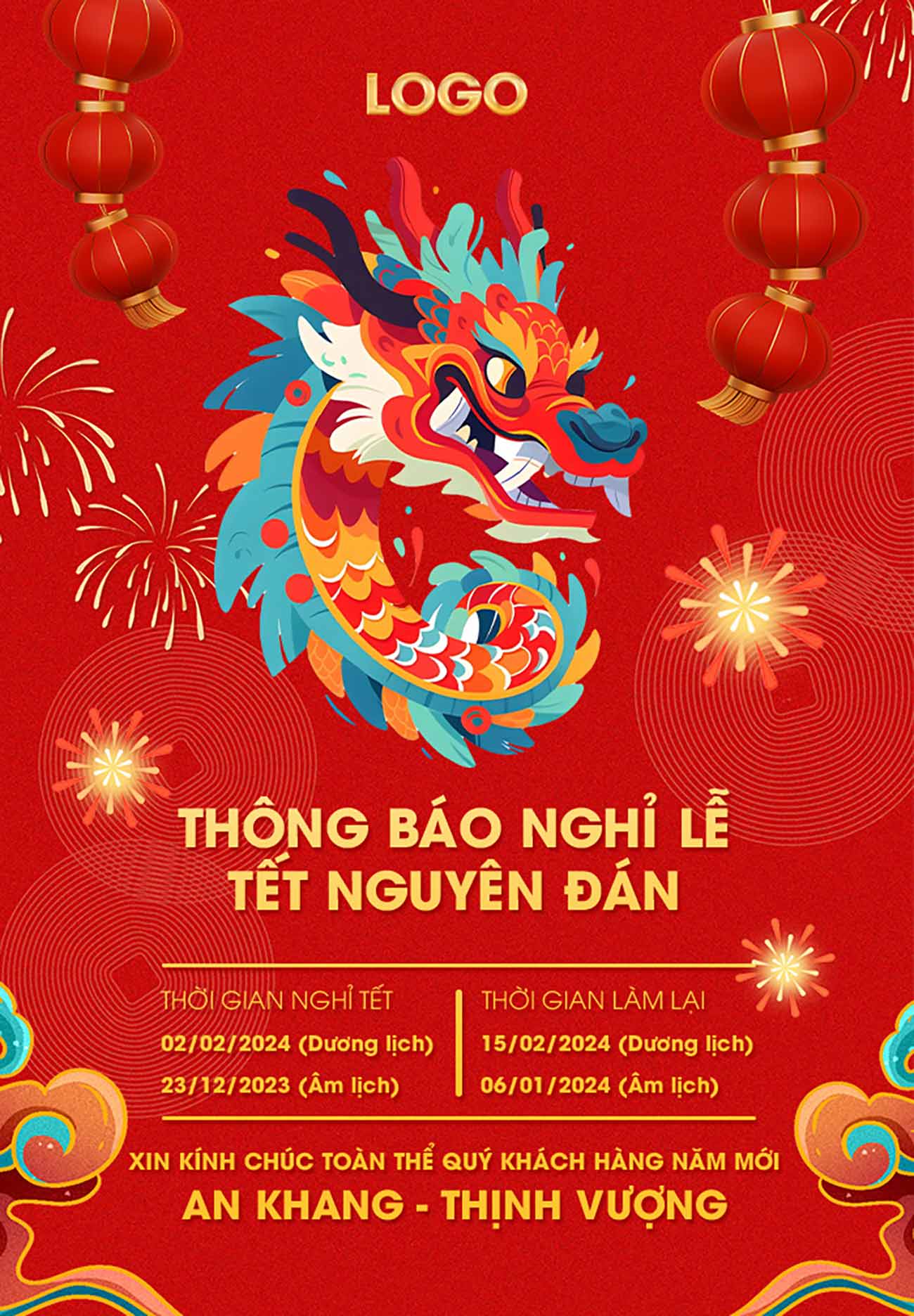 Poster thông báo lịch nghỉ tết file JPG