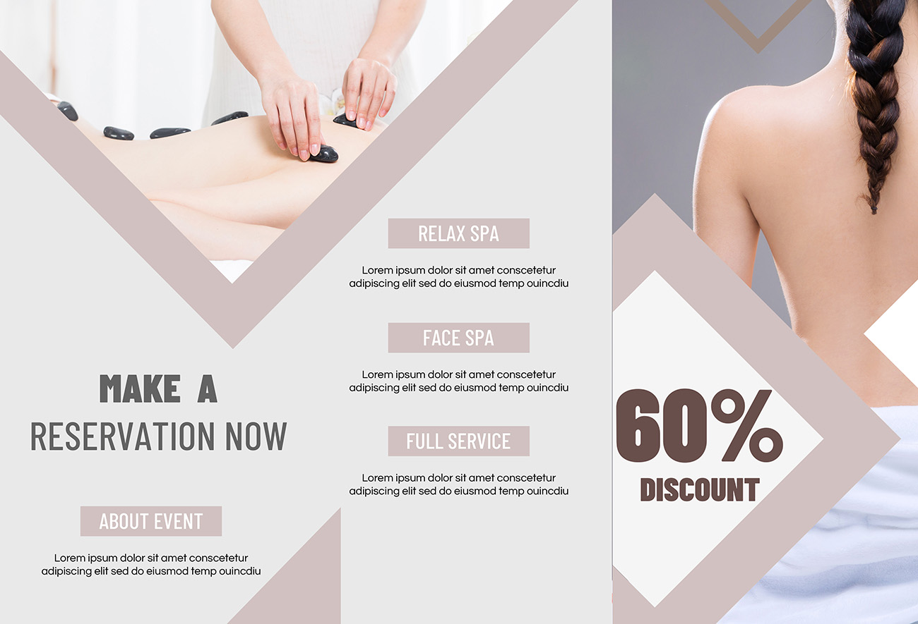 Brochure lĩnh vực kinh doanh massage file PSD mẫu D7