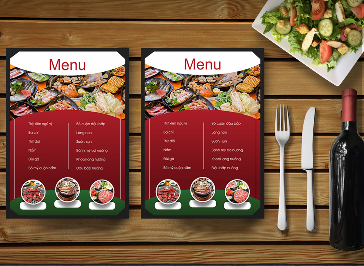 Menu đồ ăn cho nhà hàng quán ăn File Corel