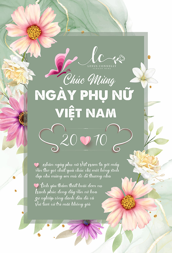 Thiệp chúc mừng ngày phụ nữ việt nam file EPS và AI mẫu PN249