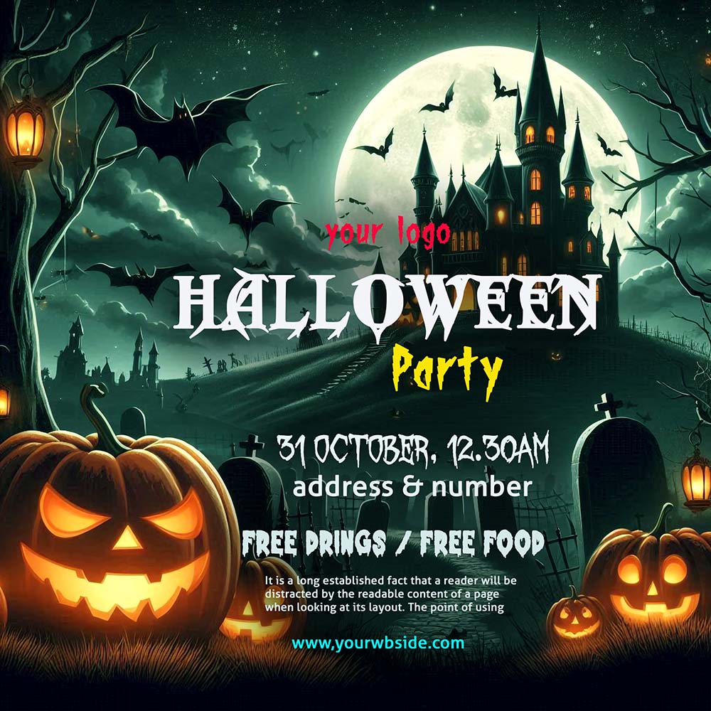 Poster lễ hội halloween kinh dị file PSD mẫu MB204