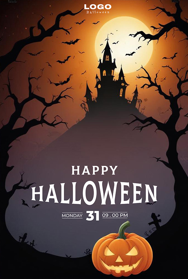 Poster lễ hội halloween kinh dị file PSD mẫu MB294