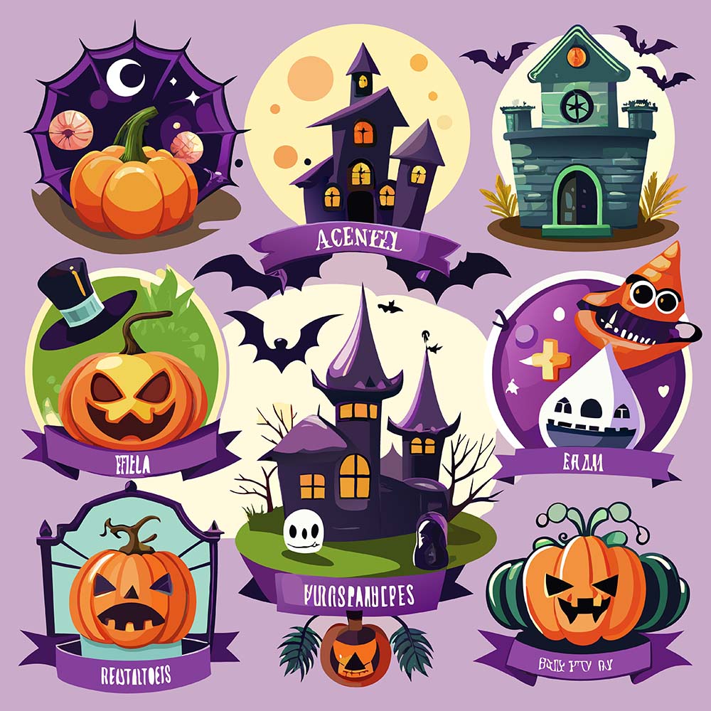 Hình minh họa lâu đài halloween file EPS - mẫu số 782