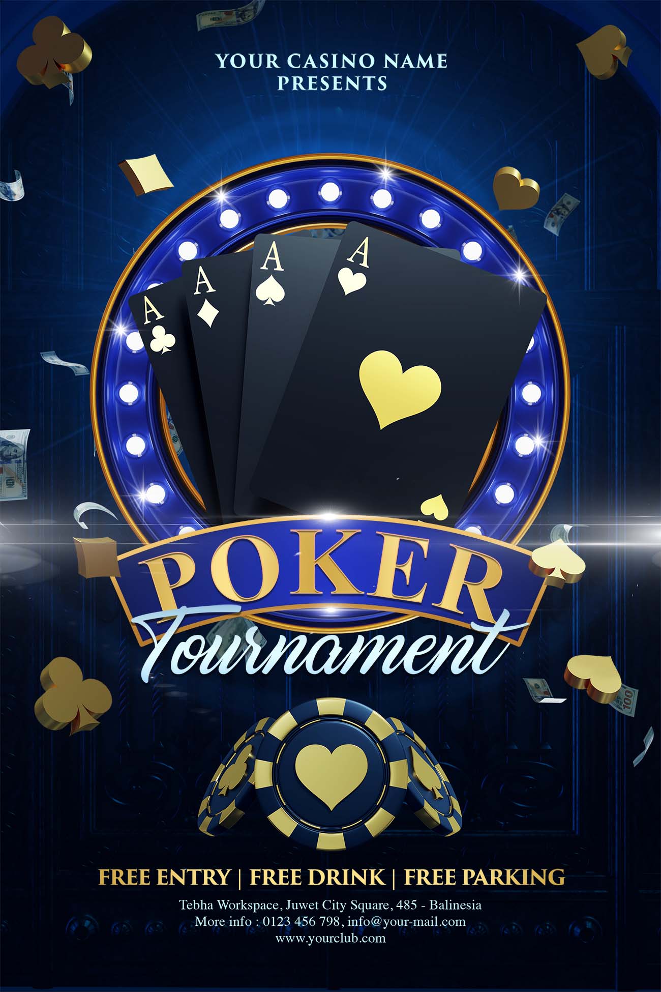 Poster trò chơi poker file PSD mẫu T117