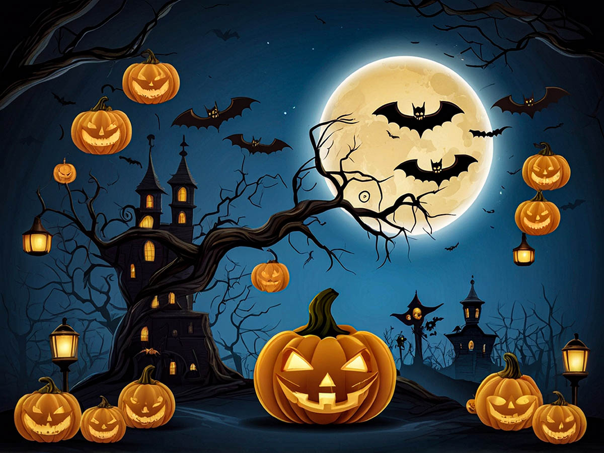 Background bí ngô ma quái halloween file PSD - mẫu số 744